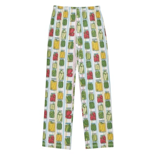 Pickled Cucumber Green Pajama Lounge Pants with Pockets Sleepwear Soft Elastic Waist PJ Bottoms 6-14 Years