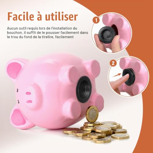 HAPINARY Lot De 5 Bouchons De Tirelire en Caoutchouc Rond Couvercle Inférieur pour Tirelire Diamètres 25 Mm 26 Mm 30 Mm 32 Mm 38 Mm Remplacement pour Boîte D'Épargne Et Décoration De Chambre d'enfant – vue 5
