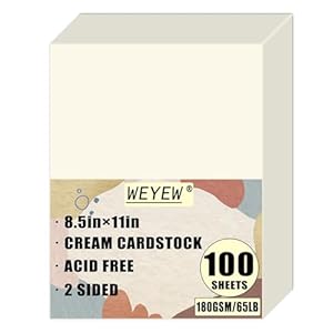 100 Sheets 65lb Cream Cardstock, 8....