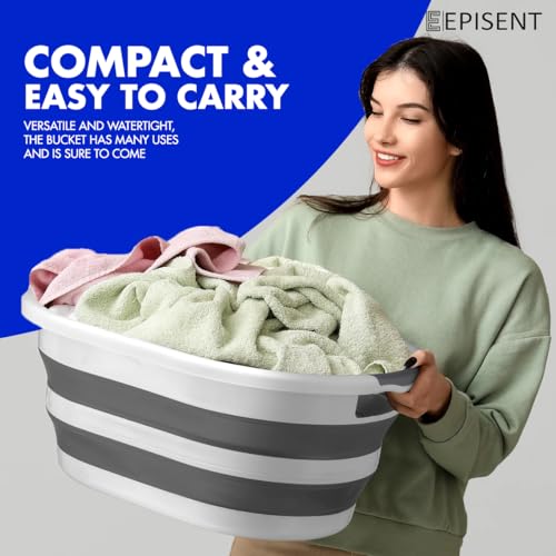 EPISENT 41 L Collapsible Laundry Basket, Foldable Pop Up Plastic Washing Tub, Space Saving Clothes Hamper with Comfort Grip Handles for Bathroom Bedroom and Laundry Room - Image 9