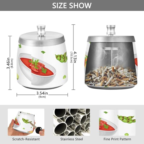 OTVEE Ashtray with Lid for Cigarette Stainless Steel Ashtrays Windproof Smokeless Ash Tray for Home Office Tabletop Outside Patio Outdoor Balcony Food and Drink - Thumbnail 3