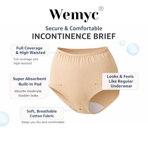 Image of Incontinence Brief for Women - Washable and Reusable Underwear (M, 4)
