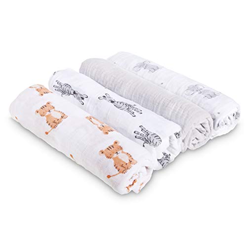 aden + anais maxi-langes, mousseline 100 % coton, safari babes - 4 pack