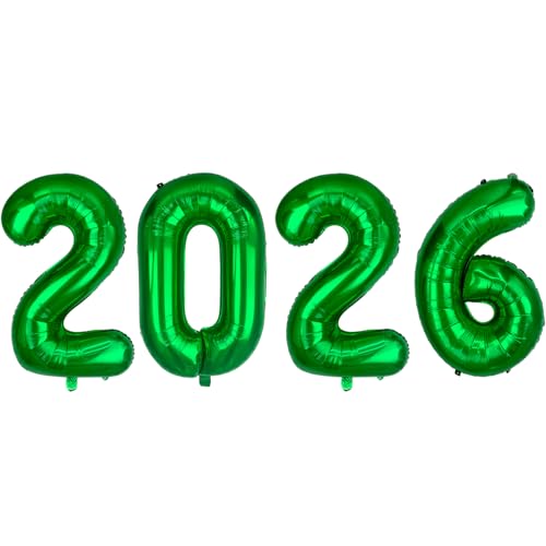 Image of 2026 Dark Green Foil Number Balloons, 32 Inch | Emerald Hunter Forest Green, Huge Foil Number 2026, Birthday,Happy New Year Eve, Graduation Christmas Decorations