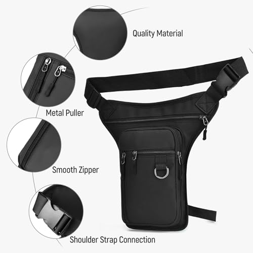 Sac de cuisse d'extérieur noir multi-poches avec sangles amovibles Milageto - 4