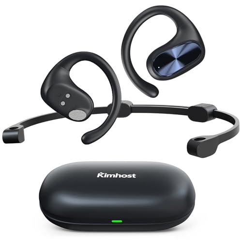 Open Ear Headphones, Stereo Wireless Open Ear Earbuds with Mic, 55H Playtime, ENC Clear Calls, IP55 Sweatproof, Sport Headphones for Fitness, Running, Workout