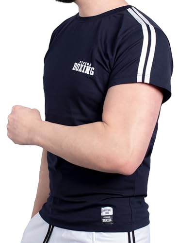 XTREME BOXING - Maglietta Uomo Maniche Corte Sportiva in Cotone per Sport Palestra e Il Tempo Libero: T-Shirt Cotone, Mezza Manica, Girocollo, Abbinabile ai Pantaloncini XM206 (M, Navy)
