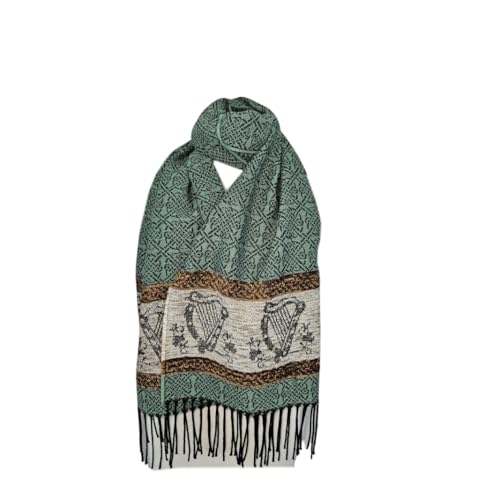 Celtic Jacquard Scarf With Fringe, Made in...