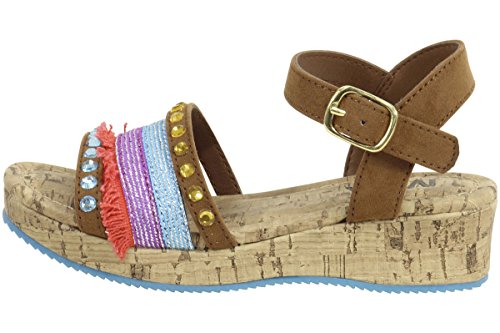 MIA Kids Little Girl's Mylie Cognac Nova Suede Wedge Sandals Shoes Sz:2