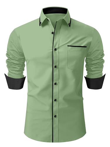 Image of Men's Regular Fit Casual Shirt, Solid Pattern, Slim Collar