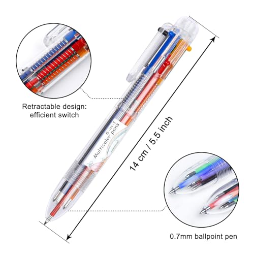 Multicolor Pen, Shuttle Art 1 Pcs 6-in-1 Multi Color 0.7mm Retractable Ballpoint Pens for Office School Supplies Students Children Gift