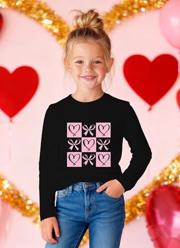 Image of Valentines Shirts for Girls Toddler Cute Love Heart Long Sleeve Casual Tee Tops