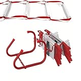 Escalera portátil de escape de incendios de 15 pies, escalera de seguridad retráctil de 2 a 6 pisos para niños, escalones anchos antideslizantes, soporte central, ideal para uso en interiores y