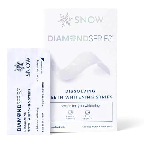 SNOW Diamond Dissolving Teeth Whitening Strips - Gentle & Enamel Safe White Strips for Teeth Whitening, at-Home Dental Hygiene & Tooth Care with Hydroxyapatite - 42 Ct