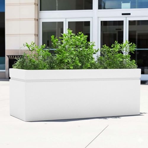 Image of Go Hooked Recta 36x14 Inch Large Planter Pot | Big Size Outdoor & Indoor Pot for Plants | Modern Design, Lightweight & Durable Rectangle Polymer Flower Pot for Balcony, Terrace & Garden (White)