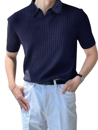 Image of DHRUVI Trendz Men's Cotton Blend Regular Fit Plain Casual Stylish Half Sleeve Polo T-Shirt