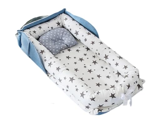 新生児ベビーベッド、枕付きコットンベビーベッド、折りたたみ式ポータブルベビーベッド、添い寝ポータブルベビーギフト、通気性と洗濯可能0-24ヶ月 (C)