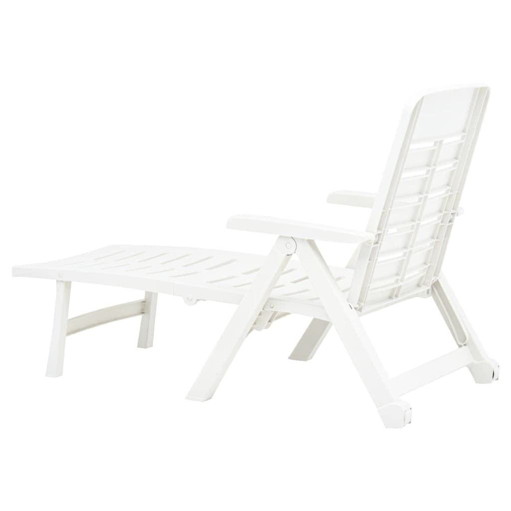 Générique Chaise Longue Pliable Plastique Blanc, Meubles, Mobilier de Jardin, Sièges de Jardin, Bains de Soleil, Blanc, (Poids 12.55KG)