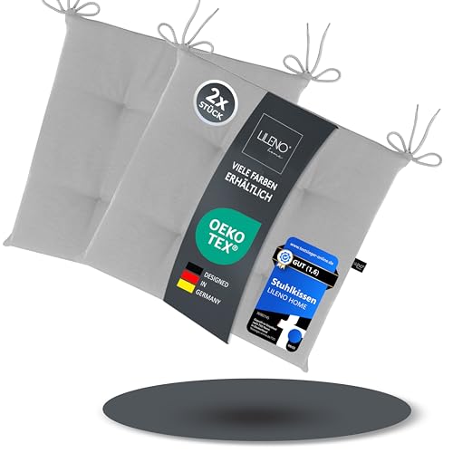 Sitzkissen Stuhl Weihnachten 30 LILENO HOME 2er Set Stuhlkissen Hellgrau (40x40x4,5 cm) - Sitzkissen...