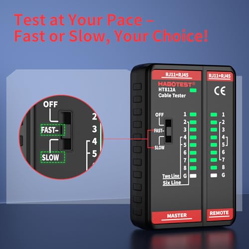 YOJOCK Lan Tester Netzwerk Kabeltester, RJ45 Netzwerktester Für CAT5 CAT5E CAT6 CAT6A CAT7 Kabel, Ethernet Netzwerkkabel Prüfgerät Durchgangsprüfer for RJ11 Telefonleitung Tools