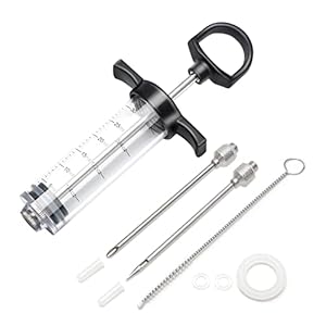Grill Bump Meat Injector, Meat Injectors for Smoking, Meat Injector Syringe Comes with 2 Marinade Injector Needles; Injector Marinades for Meats, Turkey, Chicken; User Manual Included, 1-oz