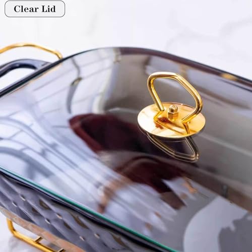 XMWOEIX Chafing Dish-Buffet-Set aus Keramik, Speisetablett mit Glasdeckel, Chafing Dish und Buffetwärmer-Set für Buffethochzeiten, Partys, Bankette, Weihnachten, Catering-Events, Schwarz, 27,9 cm L – Bild 5
