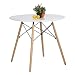 Coavas Kitchen Dining Table White Round Coffee Table Modern Leisure Wooden Tea Table Office Conference Pedestal Desk