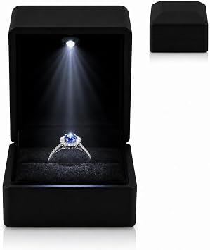 Black LED Light Ring Box Pocket Size Jewelry Display For Proposal
