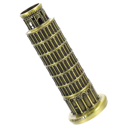 SUPVOX Adorno Torre Inclinada de Pisa Retro de Aleación, Modelo Arquitectónico Decorativo de 16 Cm para Decoración de Escritorio y Hogar, Estatua Miniatura Italiana de Construcción