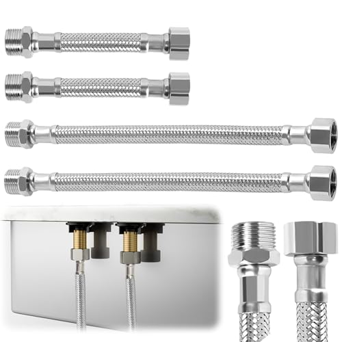FULHANY 4 StüCk Flexschlauch - Edelstahl 304wasserhahn Schlauch - 3/8schlauch FüR Wasserhahn - Geeignet FüR WasserhäHne Bad Wc (20 Cm/10 Cm)