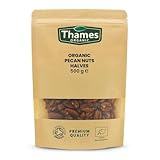 Organic Pecan Nuts - Halves, Shelled Pecans - No Additives or Preservatives - Vegan, GMO-Free, Certified Organic - Delicious and Nutritious Snack - Perfect for Baking and Cooking - Thames Organic 500g