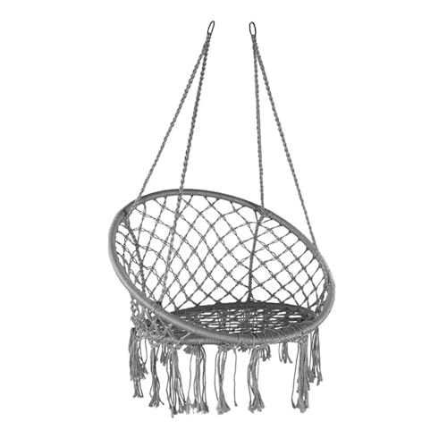 Silla columpio colgante de macramé para uso en interiores, algodón acogedor para niños y adultos, elegante color pulido, perfecto para relajación y decoración del hogar - imagen 3