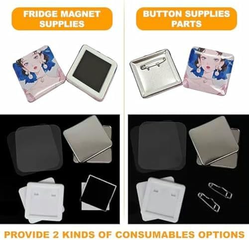 Button Making Machine with Puncture Feature, Includes Holographic Button Supplies & Stickers for Custom Badges & Crafts - Perfect for DIY Projects!