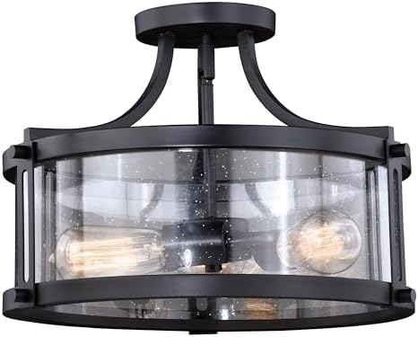 VAXCEL Holbrook 15.75-in W Bronze Bulb Semi Flush Mount Ceiling Light Clear Glass