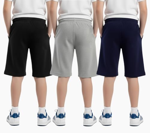 Image of hotfits Boy's Cotton Knee Length Graphic Casual Shorts with Pocket -Pack of 3
