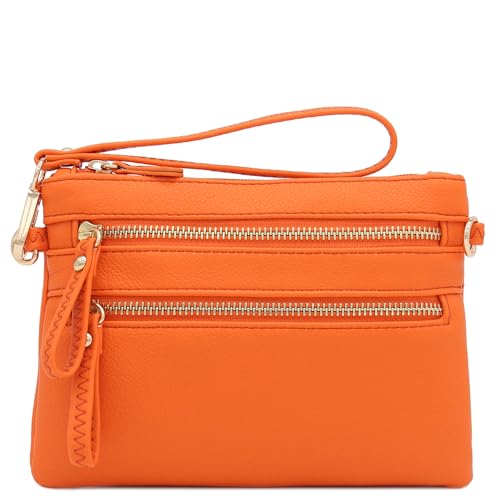 Image of FashionPuzzle Multi Zipper Pocket Small Wristlet Crossbody Bag