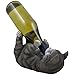 Funny Gray Kitty Cat Wine Bottle Holder Sculpture for Unique Tabletop Wine Racks & Stands or Feline Statues and Animal Figurines As for Pet Owners