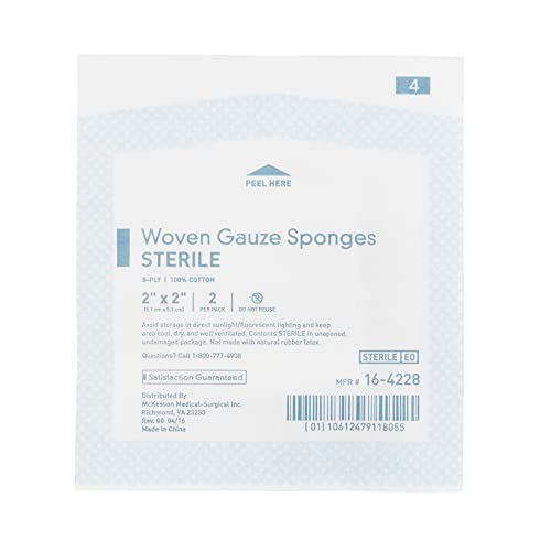 SurgiMac gasa estéril de algodón, 8 capas, 2 x 2 pulgadas cuadrada miniatura 4