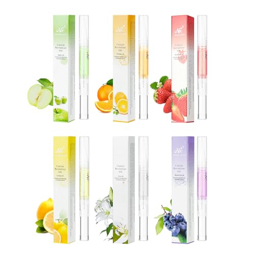 LOPHE Olio per Unghie e Cuticole, 6 Pezzi Penna per Olio Set di Oli per Cuticole, Trattamento delle Unghie, Nail Moisturizer, Nail Care Pen Formula Non Grassa