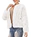 BerryGo Women's Long Sleeve Open Front Fuzzy Faux Fur Coat White M