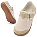 XIHALOOK Breathable Walking Shoes for Women Adjustable Wide Toe Zero Drop Barefoot Slip on Clogs Beige, 9 Wide
