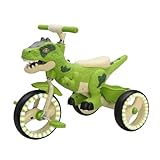 Dinosaur Kids Tricycle for Rider- Toddlers Kid Trike Bike Big Wheel with Music, Storage Basket,Light Wheel, Indoor/Outdoor Preschool Daycare Kids Bike,Best Gift for 3-7 Year Old Girls & Boys (Green)