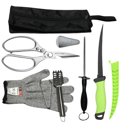 Ensemble de pêche 7 pièces vert accessoire couteau ciseaux de mer