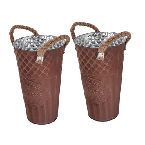 UPKOCH 2pezzi Per in Secchio Per Retrò Con Manici Contenitore Per Piante Da Scrivania Organizer Per Piante