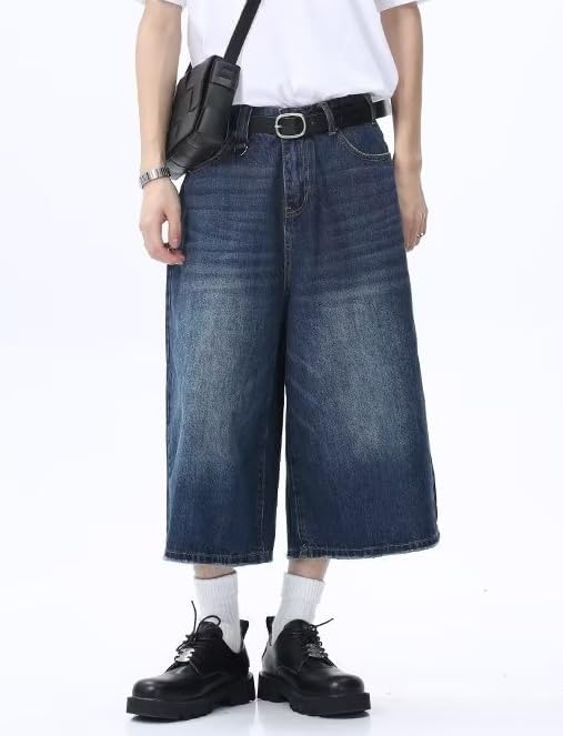 Long Jorts Y2k Hip Hop Jean Shorts Men Baggy Denim Shorts Loose Casual Vintage Wide Leg Designer Skater Shorts - Image 2