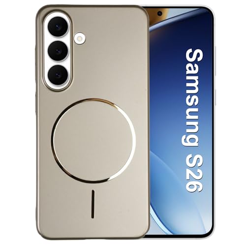 Image of AIBEX Ultra-Thin Mag-Saf Back Cover Case Compatible with Samsung S26| Slim Fit Scratch-Resistant Matte | Magnetic Wireless Charging | Microfibre Lining | Camera Protection (PC Material) - Gold