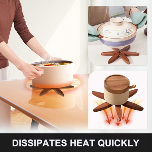 EGO LIFE Wooden Trivet Tree Set for Hot Dishes, 100% Natural Wood, Expandable Design Coaster, Foldable Tree-Sharped Placemats with 4PCS(Walnut Color) by EGO LIFE - Image 4