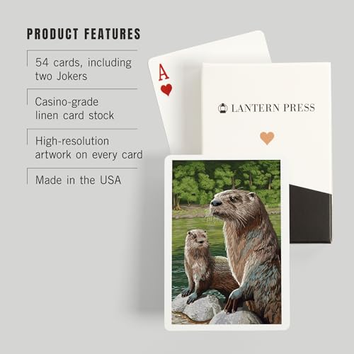 Lantern Press River Otter 52 naipes póker para adultos miniatura 3