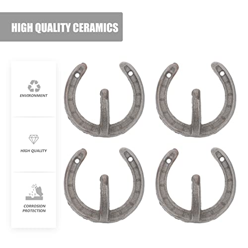 Happyyami Coat Hooks 4Pcs Vintage Wall Hanger Cast Iron Horseshoe Hooks Heavy Duty Clothes Hanger For Hanging Coat Hat Key Towel #TOP4