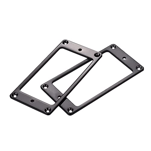Zarsio Flat Metal Humbucker Pickup Mounting Ring Set Electric Guitar Pickup Frame Mounting Ring With Screws Bridge Neck Pickups Cover Frame Replacement Part (Black) #TOP2